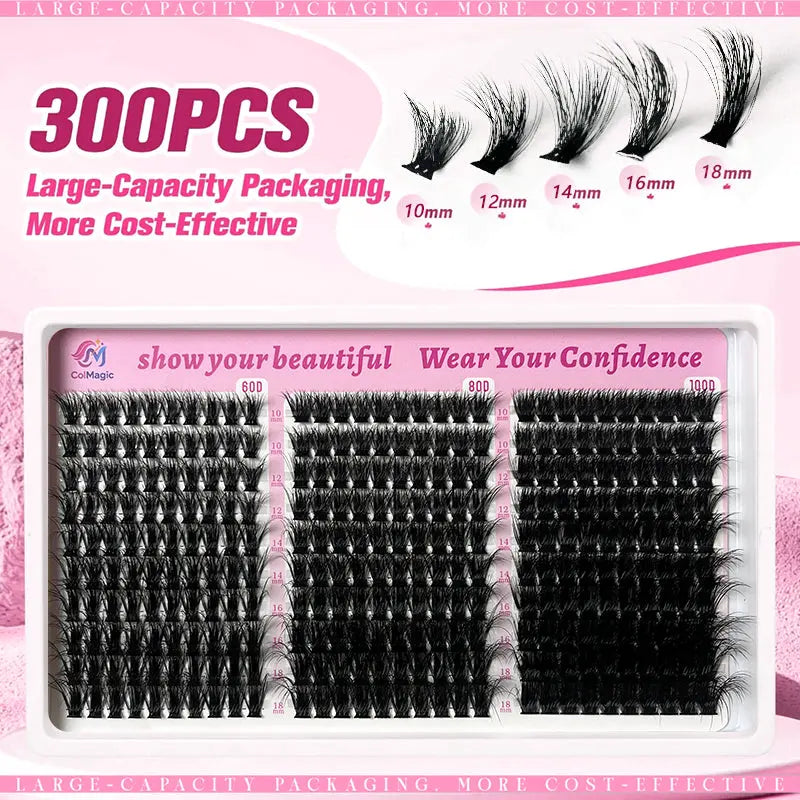 ColMagic DIY Mixed Eyelashes Kit 10-1ColMagic DIY Eyelash Kit 300 Clusters 10–18mm | Natural Volume Lashes Waterproof - COLMAGIC