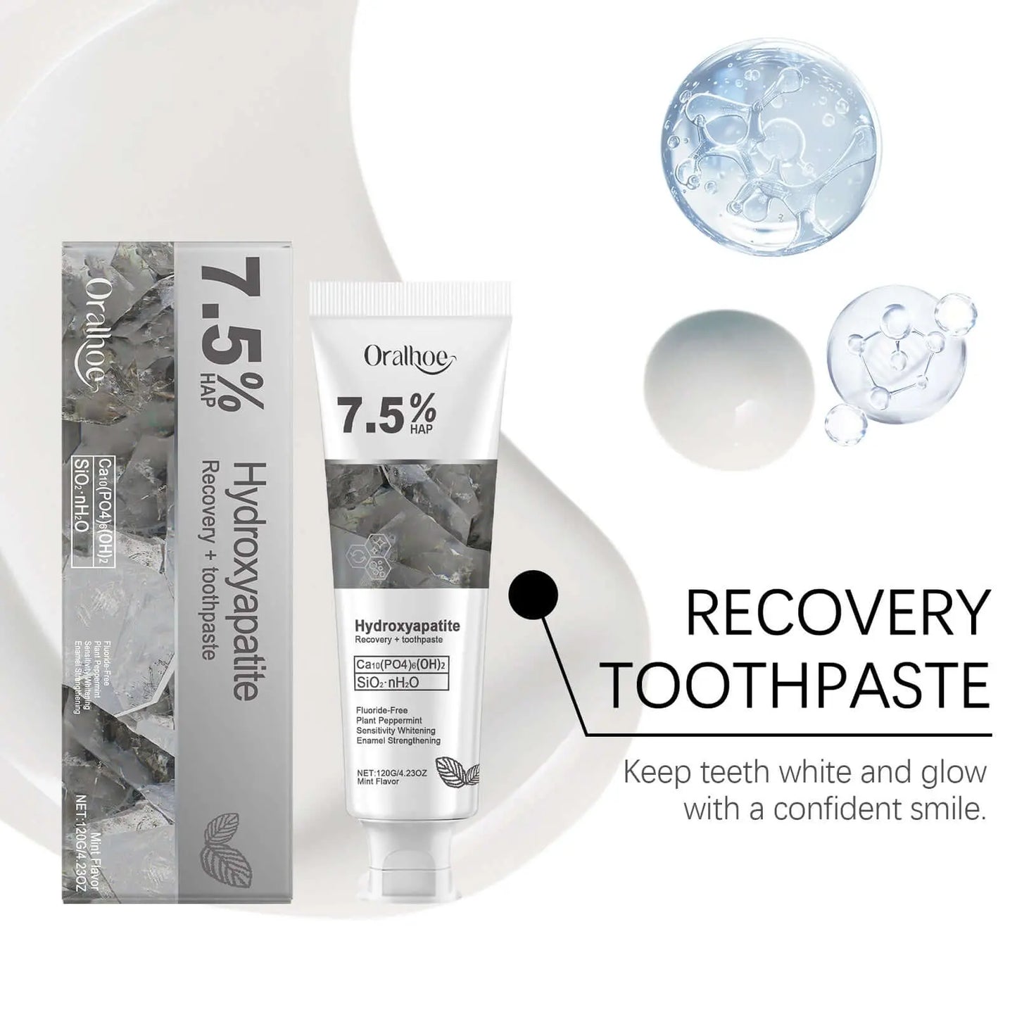 Oralhoe Whitening Tooth Care Toothpaste, Daily Gingiva Care Gently Cleans Stains And Tartar Freshen Breath - COLMAGIC