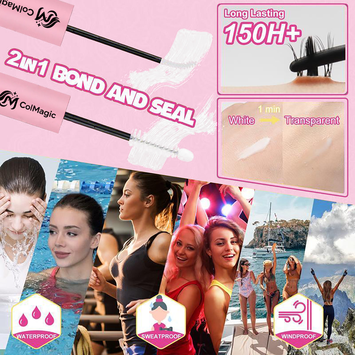 ColMagic 8-16mm Mixed Length DIY Lashes - Waterproof Anti-Allergy Lash Kit for Beginners (Full Tools Included)