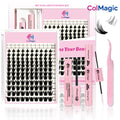 ColMagic DIY Lash Mixed Length Set (5-18mm) features anti-allergy and waterproof properties, delivering a voluminous and lightweight look.It includes long-lasting lash adhesive, sealant, tweezers, and makeup remover, making it ideal for beginner girls.