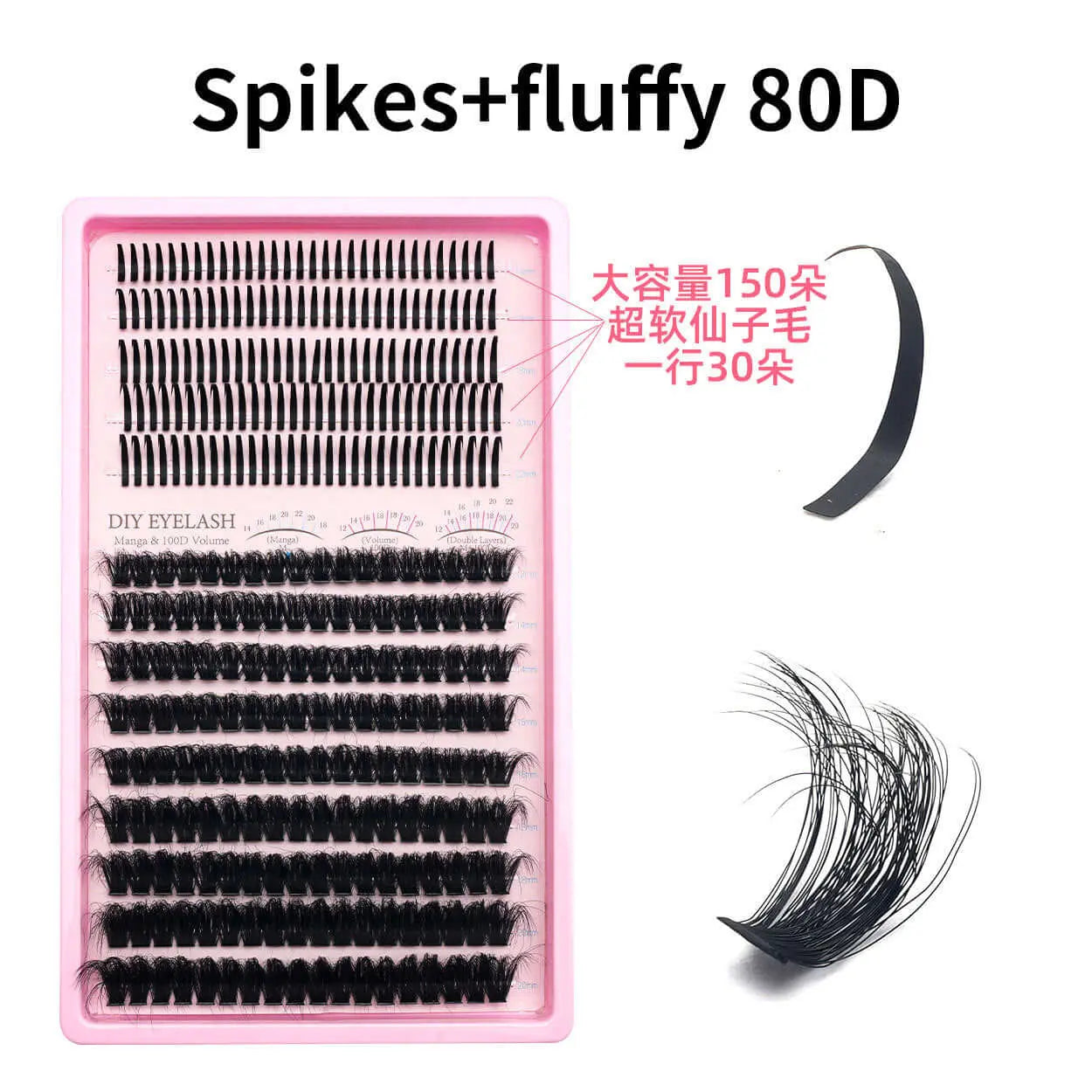 Upgraded DIY Spiky Fairy Lash Clusters - Fluffy 80D & 100D Mix Individual Lashes, Black Stem, 150pcs, 10-22mm - COLMAGIC