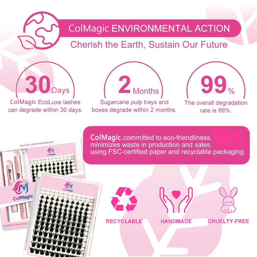 ColMagic DIY Lash Mixed Length Set (5-18mm) features anti-allergy and waterproof properties, delivering a voluminous and lightweight look.It includes long-lasting lash adhesive, sealant, tweezers, and makeup remover, making it ideal for beginner girls.