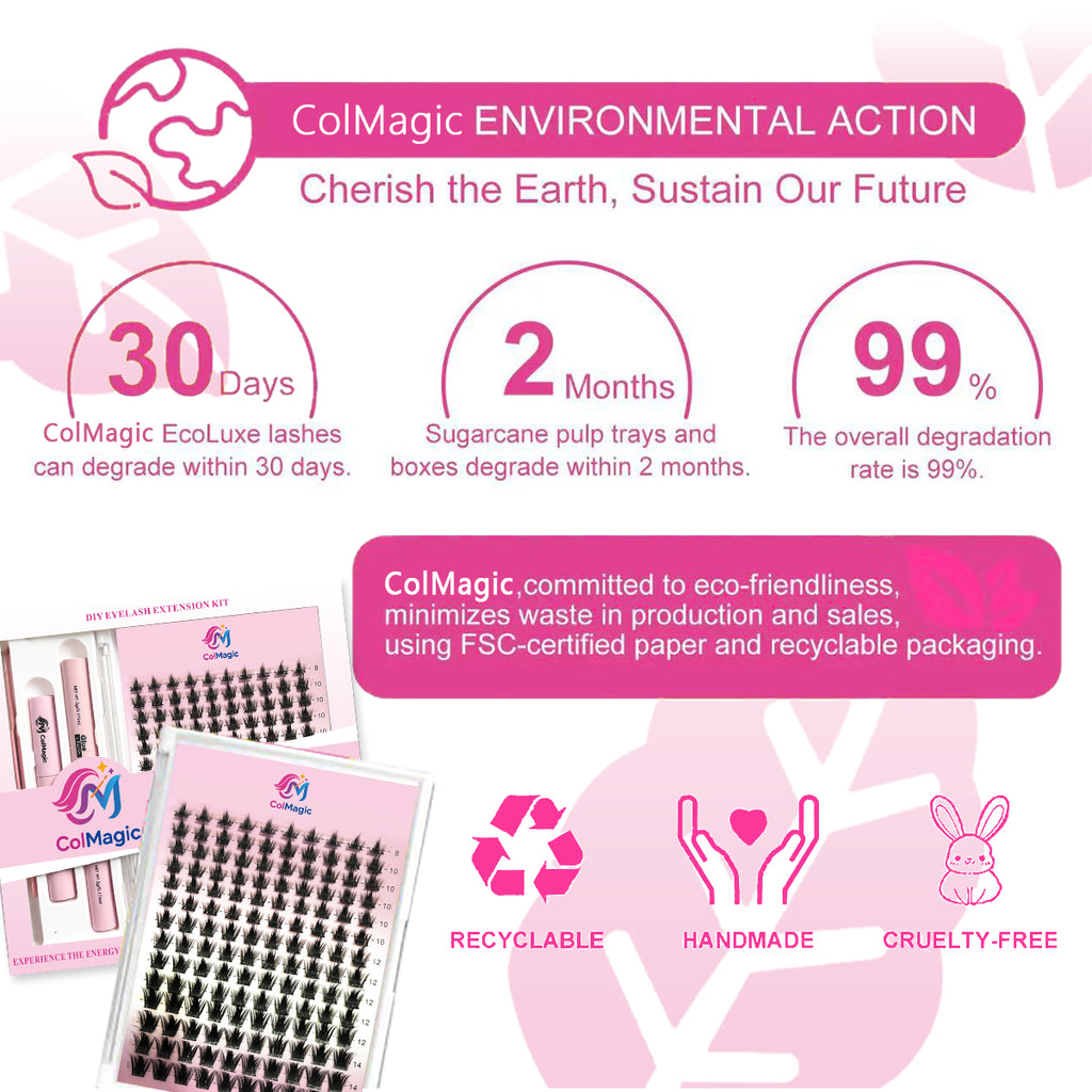 ColMagic 8-16mm Mixed Length DIY Lashes - Waterproof Anti-Allergy Lash Kit for Beginners (Full Tools Included)