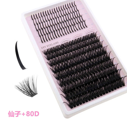 Upgraded DIY Spiky Fairy Lash Clusters - Fluffy 80D & 100D Mix Individual Lashes, Black Stem, 150pcs, 10-22mm - COLMAGIC