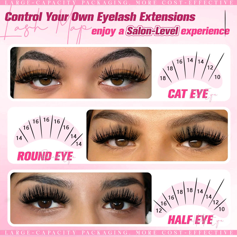 ColMagic DIY Mixed Eyelashes Kit 10-18mm 60D/80D/100D Curls 300 Clusters Waterproof Hypoallergenic Lightweight for Natural No-Makeup Look Daily Wear Cosmetic Gentle soft fluffy volume  fans