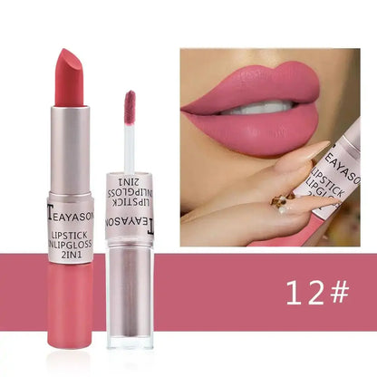 TEAYASON 2 in 1 Double-Ended Lipstick & Lip Gloss, Long Lasting Waterproof Matte Lipstick, Multi-Use Lip Tint for Lips, Cheeks & Eyes, 12 Colors - COLMAGIC