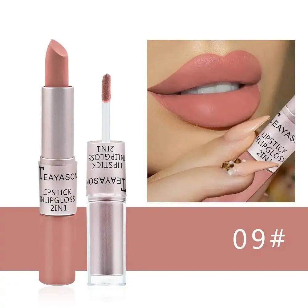 TEAYASON 2 in 1 Double-Ended Lipstick & Lip Gloss, Long Lasting Waterproof Matte Lipstick, Multi-Use Lip Tint for Lips, Cheeks & Eyes, 12 Colors - COLMAGIC