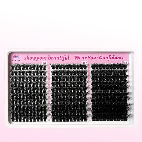 ColMagic DIY Mixed Eyelashes Kit 10-18mm 60D/80D/100D Curls 300 Clusters Waterproof Hypoallergenic Lightweight for Natural No-Makeup Look Daily Wear Cosmetic Gentle soft fluffy volume  fans