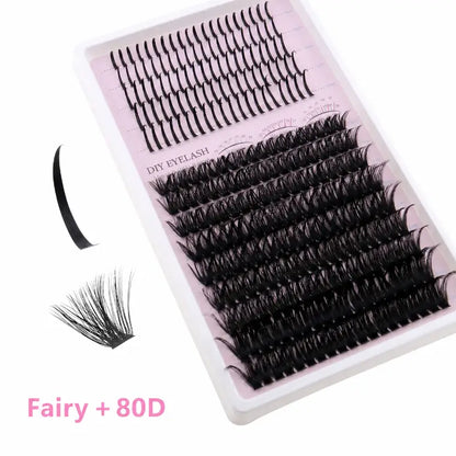 Upgraded DIY Spiky Fairy Lash Clusters - Fluffy 80D & 100D Mix Individual Lashes, Black Stem, 150pcs, 10-22mm - COLMAGIC