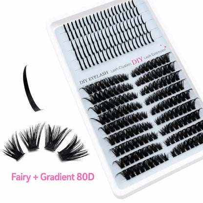 Upgraded DIY Spiky Fairy Lash Clusters - Fluffy 80D & 100D Mix Individual Lashes, Black Stem, 150pcs, 10-22mm - COLMAGIC