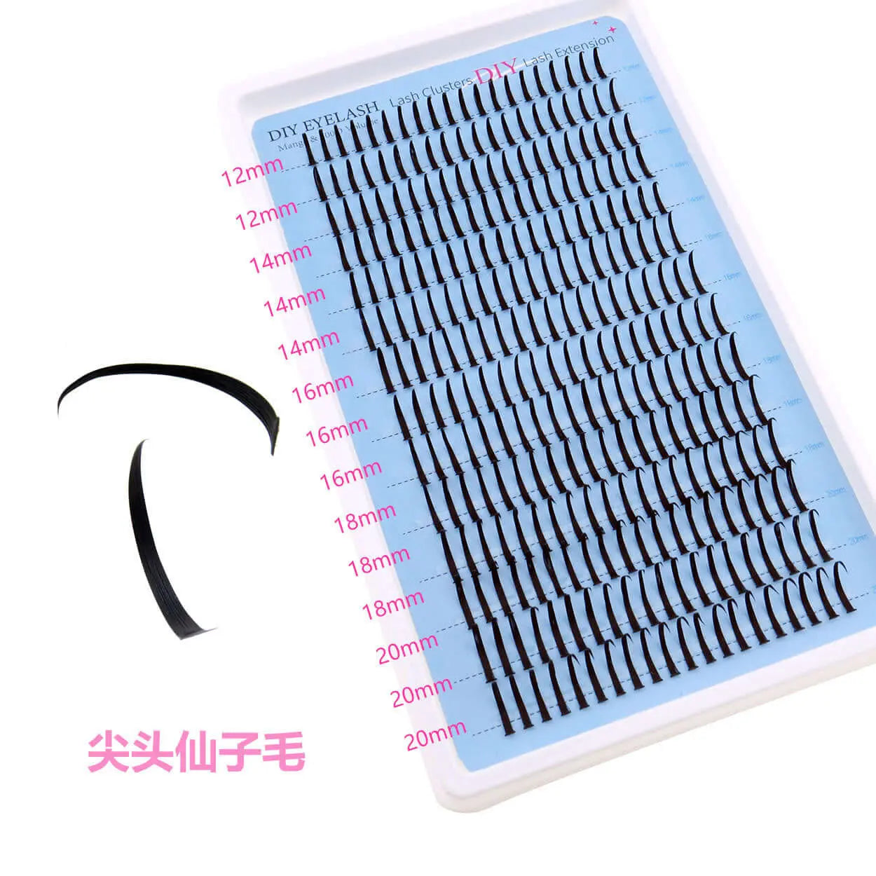 Upgraded DIY Spiky Fairy Lash Clusters - Fluffy 80D & 100D Mix Individual Lashes, Black Stem, 150pcs, 10-22mm - COLMAGIC