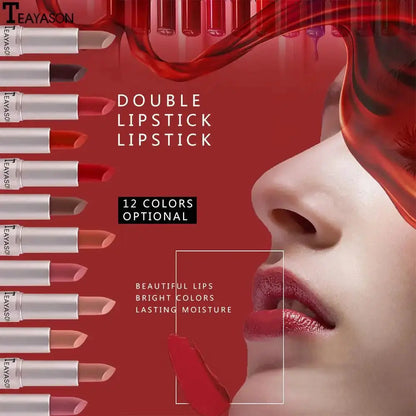 TEAYASON 2 in 1 Double-Ended Lipstick & Lip Gloss, Long Lasting Waterproof Matte Lipstick, Multi-Use Lip Tint for Lips, Cheeks & Eyes, 12 Colors - COLMAGIC