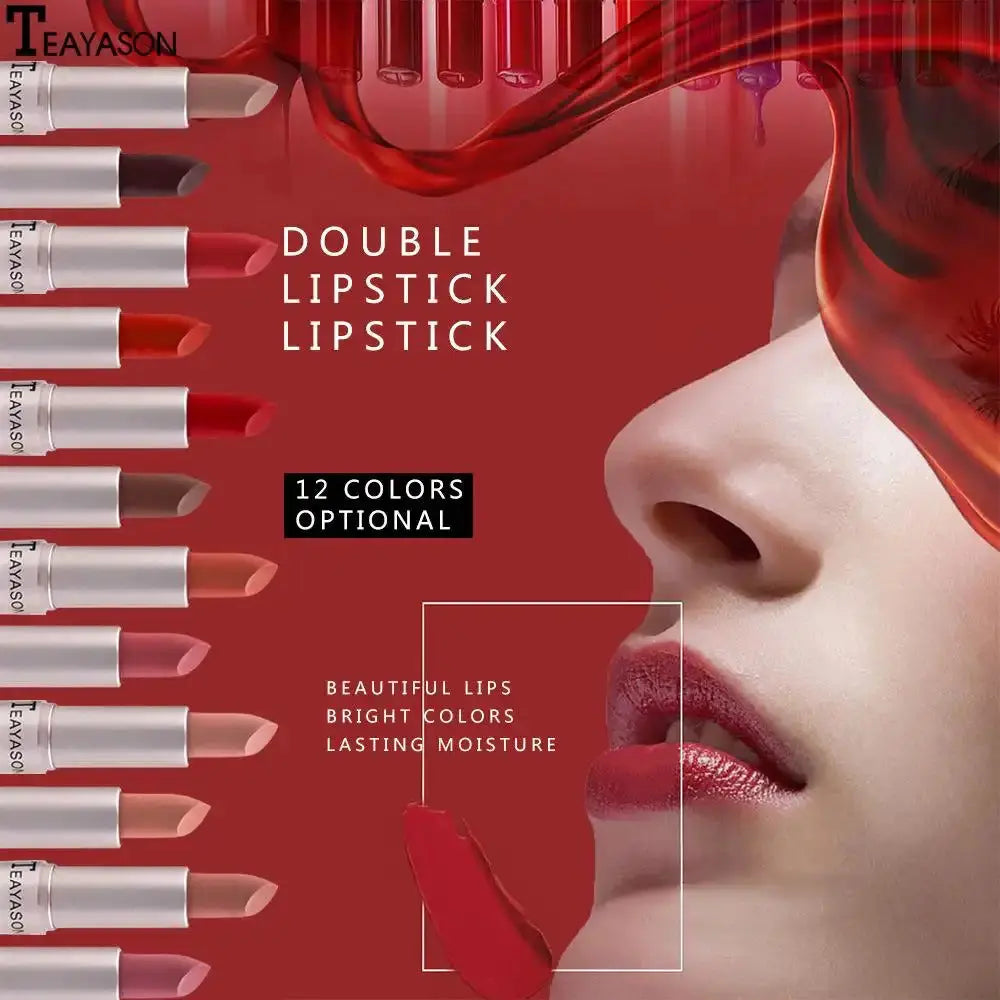 TEAYASON 2 in 1 Double-Ended Lipstick & Lip Gloss, Long Lasting Waterproof Matte Lipstick, Multi-Use Lip Tint for Lips, Cheeks & Eyes, 12 Colors - COLMAGIC