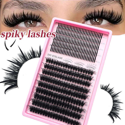Upgraded DIY Spiky Fairy Lash Clusters - Fluffy 80D & 100D Mix Individual Lashes, Black Stem, 150pcs, 10-22mm - COLMAGIC
